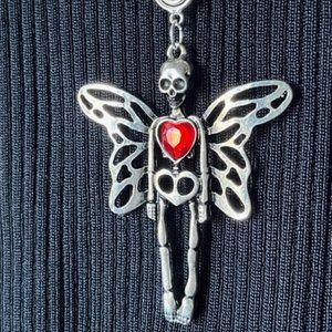 Handmade Day Of The Dead  "SKELEYFLY"  Necklace